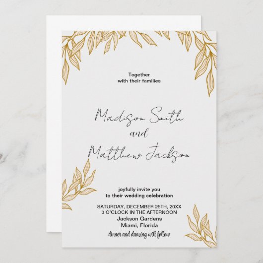 Tarwe bruiloft uitnodigingen (Voorkant / Achterkant)