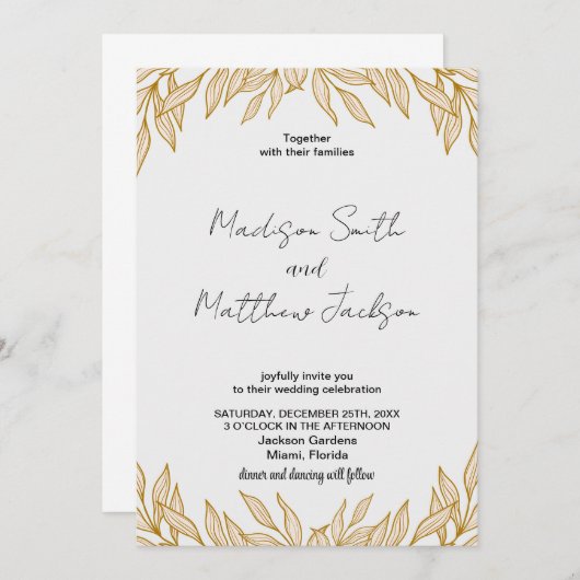 Tarwe bruiloft uitnodigingen (Voorkant / Achterkant)