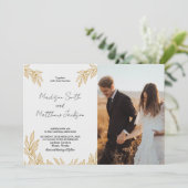 Tarwe bruiloft uitnodigingen met foto (Staand voorkant)