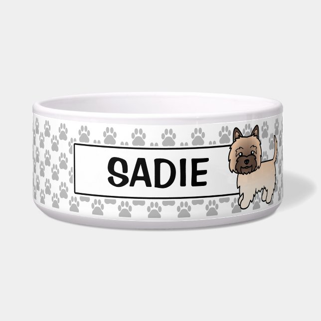 Tarwe Cairn Terrier Cartoon Hond Voerbakje (Voorkant)