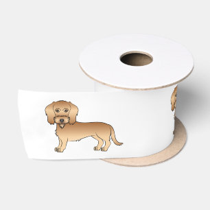 Tarwe Draadharige Dachshund Schattige Cartoon Hond Satijnen Lint