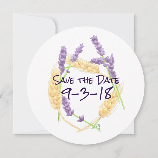 Tarwe en Lavendel Sla de datum op Save The Date (Achterkant)