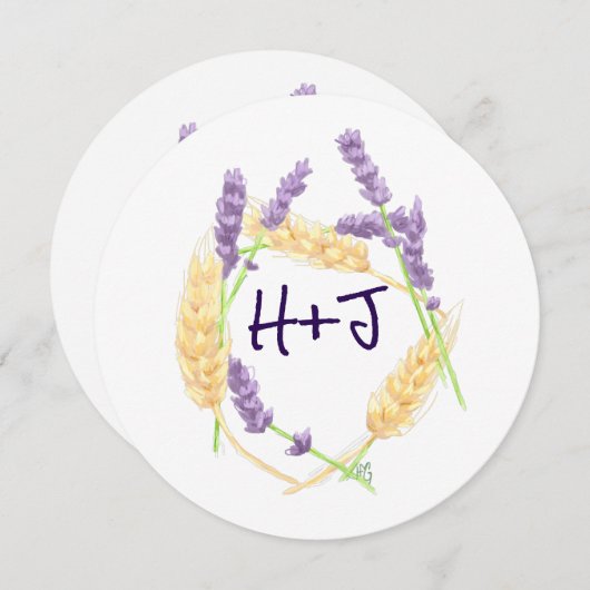 Tarwe en Lavendel Sla de datum op Save The Date (Voorkant / Achterkant)