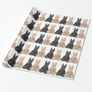 Tarwe- en zwarte Scottie-honden Cadeaupapier