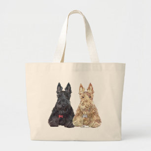 Tarwe- en zwarte Scottie-honden Grote Tote Bag