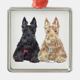 Tarwe- en zwarte Scottie-honden Metalen Ornament
