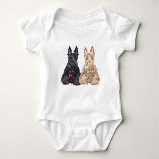 Tarwe- en zwarte Scottie-honden Romper (Voorkant)