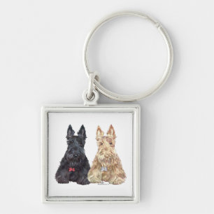 Tarwe- en zwarte Scottie-honden Sleutelhanger
