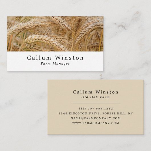 Tarwe in het veld, boer en slager visitekaartje (Voorkant / Achterkant)