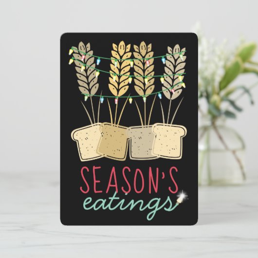 Tarwe Kerstverlichting brood vakantie bakken Feestdagenkaart (Staand voorkant)