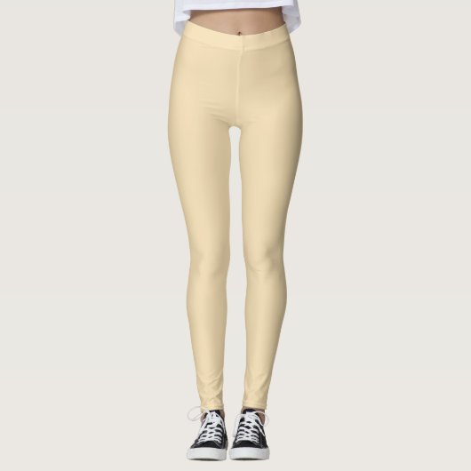 Tarwe Kleur Effen Vlak Leggings (Voorkant)