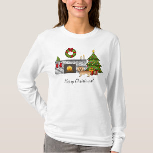 Tarwe Kleurige Draadharige Dachshund In Een Kerst  T-shirt