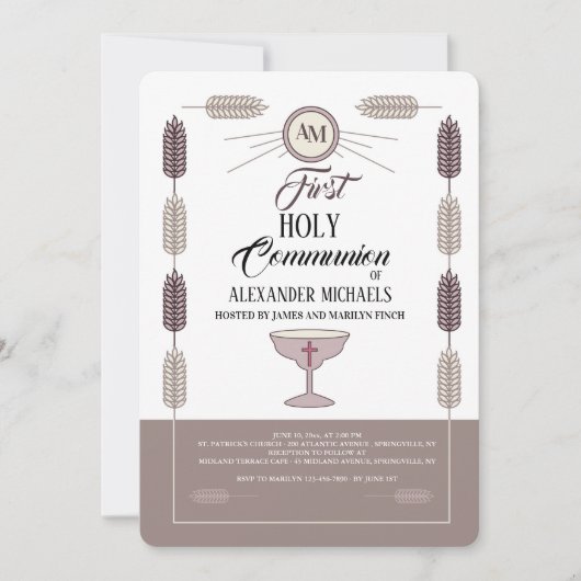 tarwe-Lijst-communieuitnodiging Kaart (Voorkant)