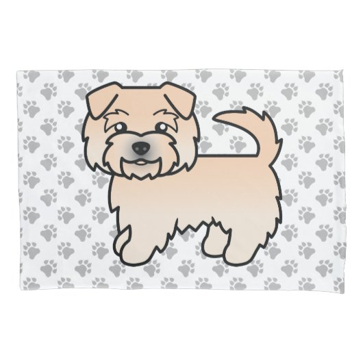 Tarwe Norfolk Terrier Cartoon Hond & Pooten Kussensloop (Voorkant)