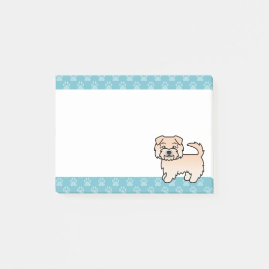 Tarwe Norfolk Terrier Cartoonhond & Blauwe Randen Post-it® Notes (Voorkant)