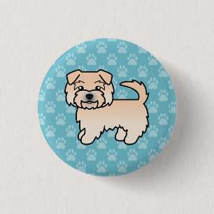 Tarwe Norfolk Terrier Hond Op Blauwe Ondergrond Ronde Button 3,2 Cm
