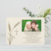 Tarwe religieuze één foto uitnodiging (Staand voorkant)
