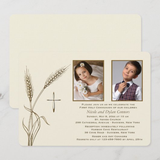 Tarwe religieuze twee foto uitnodiging (Voorkant / Achterkant)