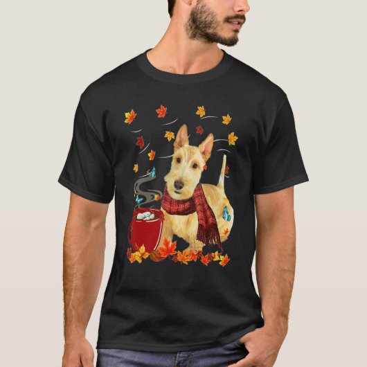 Tarwe Schotse Terrier  Herfst  Chocolade  Heet T-shirt (Voorkant)