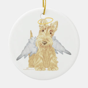 Tarwe Scottie Engel Keramisch Ornament