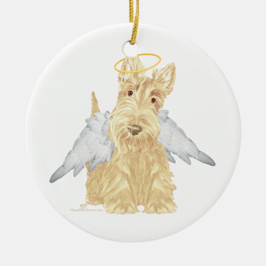 Tarwe Scottie Engel Keramisch Ornament (Voorkant)