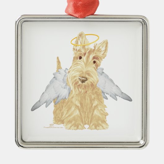 Tarwe Scottie Engel Metalen Ornament (Voorkant)