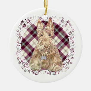 Tarwe Scottie Tartan Keramisch Ornament