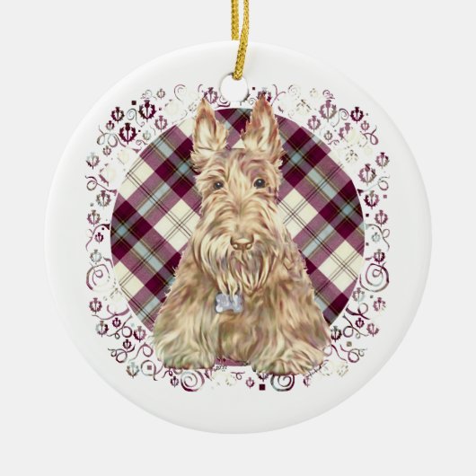 Tarwe Scottie Tartan Keramisch Ornament (Voorkant)