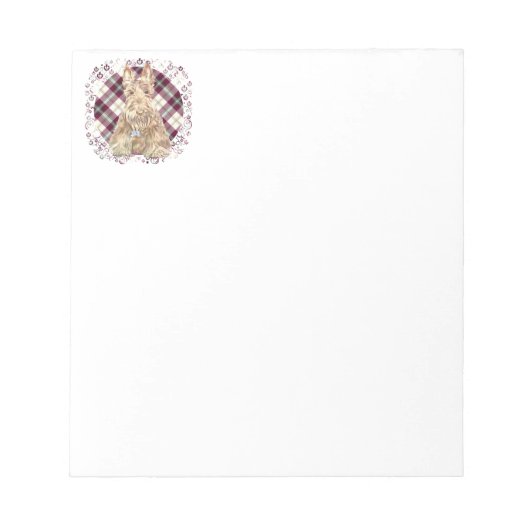 Tarwe Scottie Tartan Notitieblok (Voorkant)