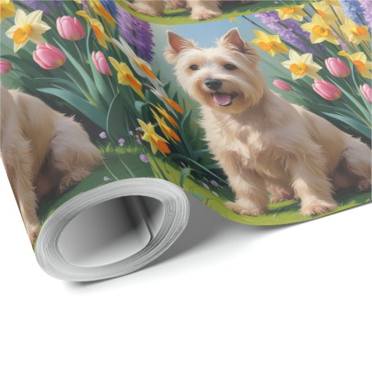 Tarwe Terrier Hond Spring Bloemen Schilderen Cadeaupapier (Rol Hoek)