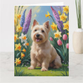 Tarwe Terrier Hond Spring Bloemen Schilderen Kaart (Voorkant)