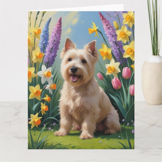 Tarwe Terrier Hond Spring Bloemen Schilderen Kaart (Voorkant)