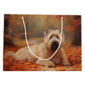 Tarwe Terriër in herfstbladeren val inspireert  Groot Cadeauzakje (Achterkant)