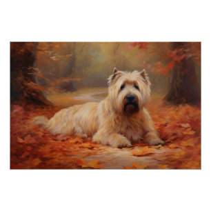 Tarwe Terriër in herfstbladeren val inspireert  Perfect Poster