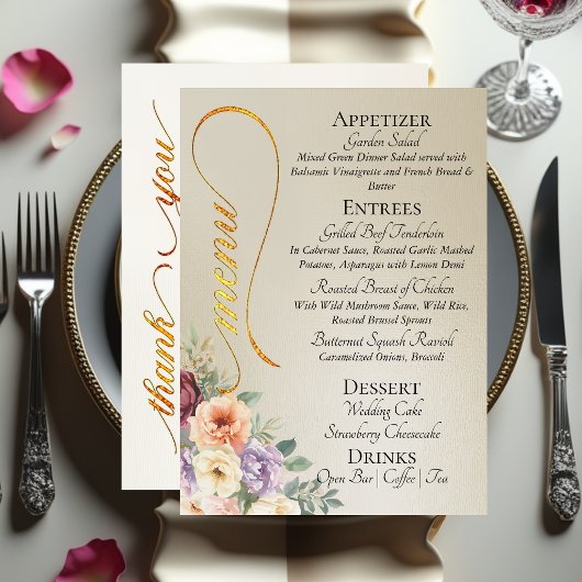 Tarwe - Wilde bloemen, monogram & dank je wel  Menu