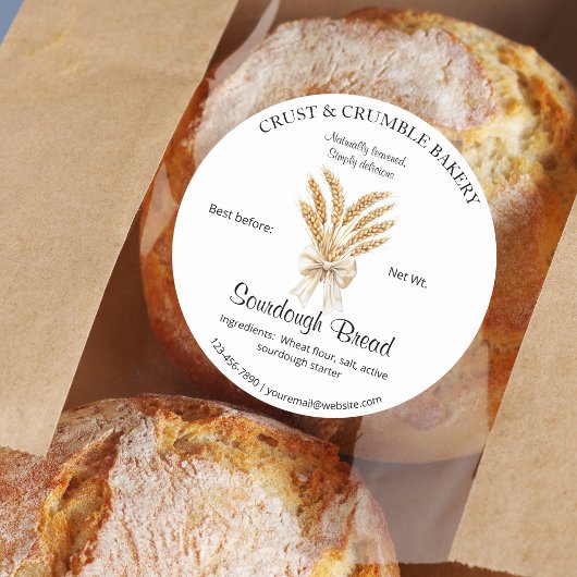 Tarwe Zuurdeeg Brood bakingrediënten Ronde Sticker