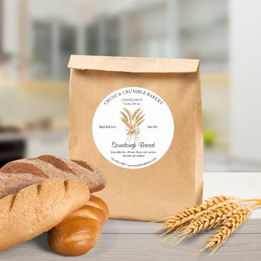 Tarwe Zuurdeeg Brood bakingrediënten Ronde Sticker
