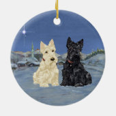 Tarwe Zwarte Scotties Kerstmis Keramisch Ornament (Achterkant)