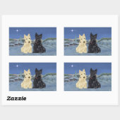 Tarwe Zwarte Scotties Kerstmis Rechthoekige Sticker (Vel)