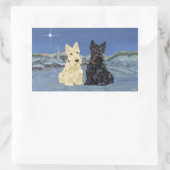 Tarwe Zwarte Scotties Kerstmis Rechthoekige Sticker (Tas)