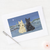 Tarwe Zwarte Scotties Kerstmis Rechthoekige Sticker (Envelop)