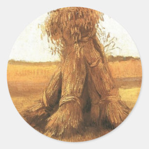 Tarwehalmen op een veld, van Gogh Ronde Sticker