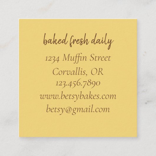 tarwekorrel Waterverf broodbakkerij Vierkante Visitekaartje (Achterkant)