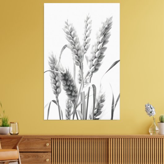 Tarweoogst: B&W rustiek portret Canvas Afdruk (Insitu (Woonkamer))