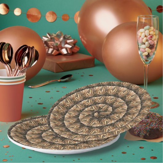 tarweoren in een spiraalvormig tarwepatroon, papieren bordje (Multi)