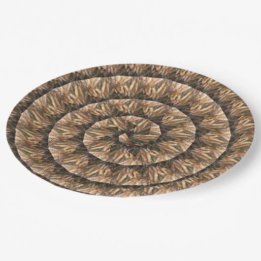 tarweoren in een spiraalvormig tarwepatroon, papieren bordje (Gekanteld)