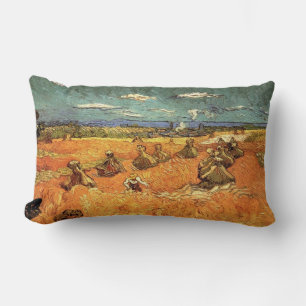 tarwestapels met maaier door Vincent van Gogh Kussen
