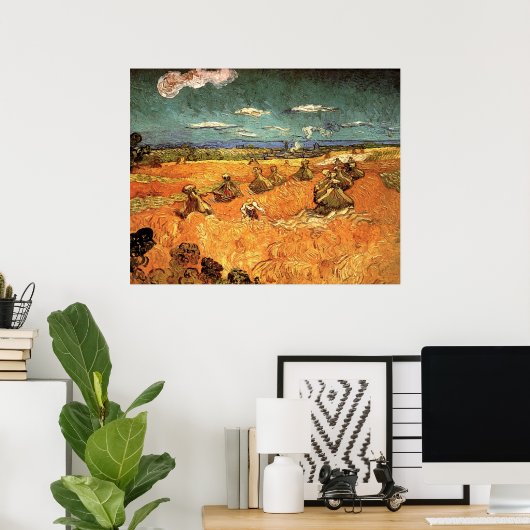 tarwestapels met Reaper van Vincent van Gogh Poster (Thuiskantoor)