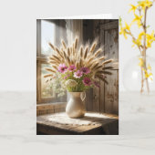 Tarwestengel Wildflower Boeket Sympathie Kaart (Gele Bloem)