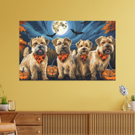 Tarweterriër Halloween Spooky Canvas Afdruk (Insitu (Woonkamer))